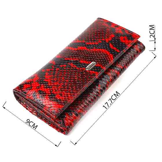 Интересный женский кошелек из натуральной лакированной кожи с тиснением под змею CANPELLINI 21656 Разноцветный Киев