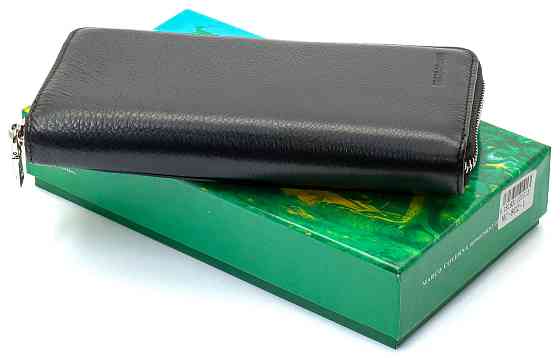 Чорний чоловічий гаманець-клатч на блискавці з натуральної шкіри Marco Coverna MC-802-1 Кам'янське