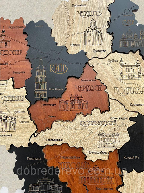 Дерев'яна карта України "Козацька" 100х700 Вижниця - фото 6