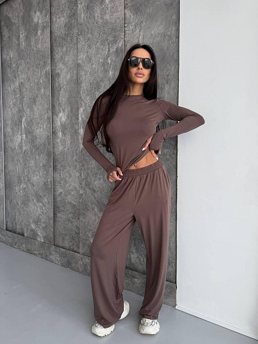 Жіночий стильний базовий костюм із м'якої еластичної тканини. Моко, 42/44 Одеса - фото 4