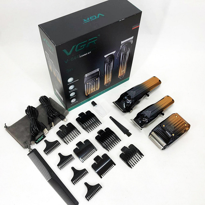 Комплект VGR 3 в 1 V-644 акумуляторна машинка для стрижки, триммер та MW-369 електробритва шейвер Київ - фото 7