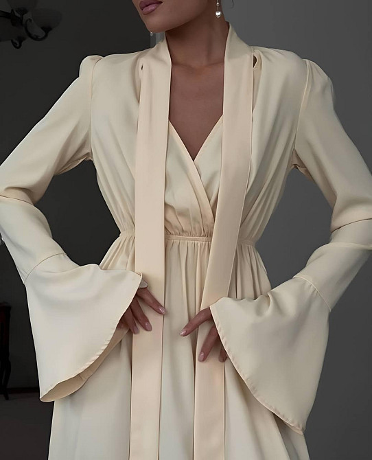 Жіноче романтичне приталене плаття костюмка Жовтий Одеса - фото 5