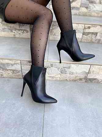 SANTINI Черевики жіночі шкіряні на шпильці 11 см. демісезонні чорні 70543-11 / Черевики з натур Коломыя
