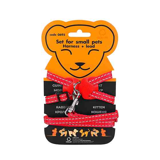 Шлея "Dog Extreme" з нейлону на планшеті для морських свинок, декоративних крис (ширина 10мм, В:22-29см) червоний Київ