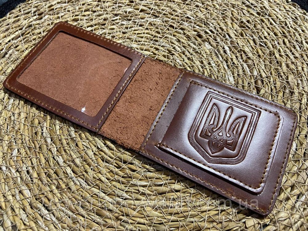 Обложка на удостоверение "Ветеран Військової Служби" с карманом каштановий Київ - фото 1