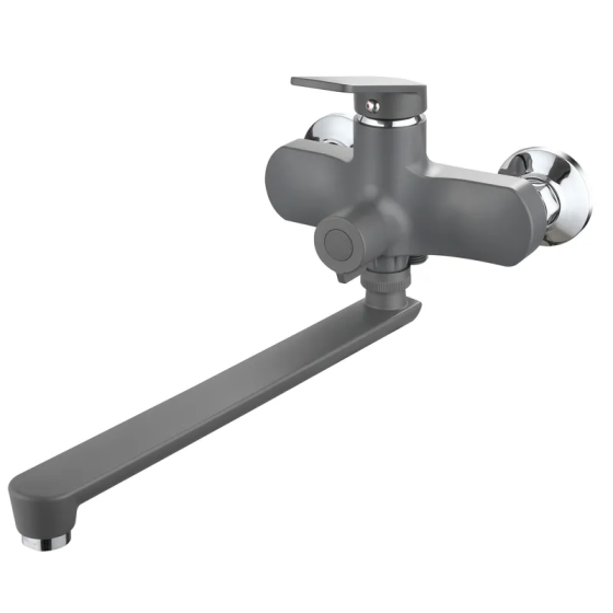 Змішувач для ванни Plamix Lucas-006 Euro SET Graphite (зі шлангом, лійкою та кронш.) (Кольор графіт) (PM6101) Харків