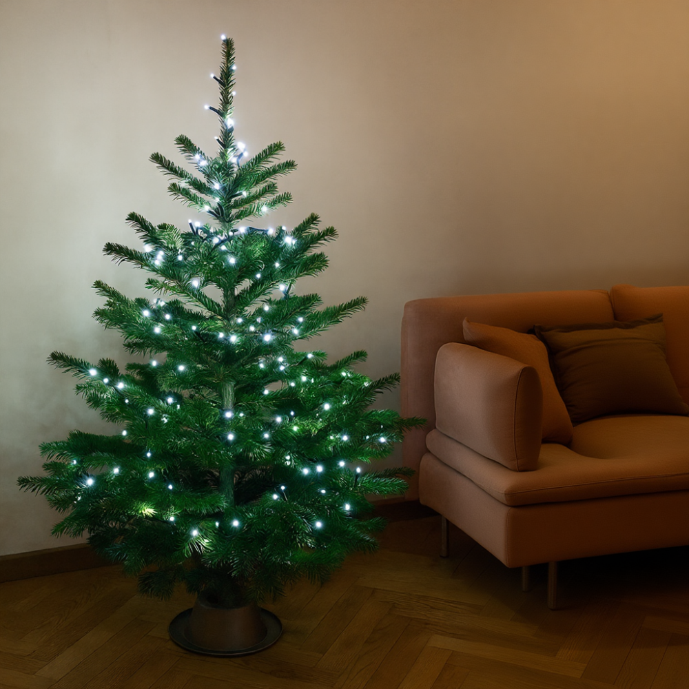 Новорічна гірлянда кімнатна нитка 10 м 120 LED чорний провід Білий W120LED10MBW Київ - фото 7