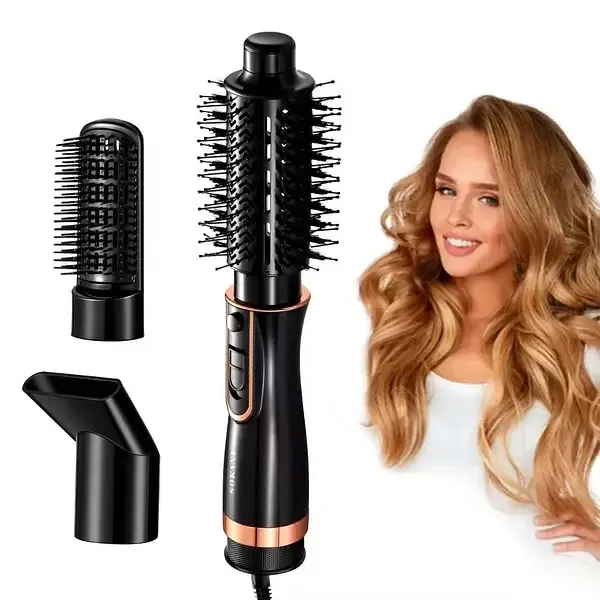 Фен-щітка SK-15031 1000 Вт, 3 в 1: фен, щітка для випрямлення, насадка для завивки, універсальне укладання Одеса - фото 1