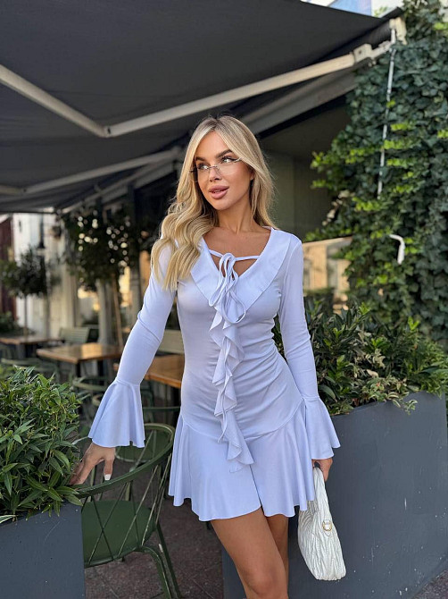 Жіноче романтичне мініплаття з воланами мікродайвінг Білий, 46/48 Одеса - фото 4