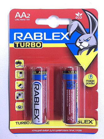 Батарейка Rablex Turbo лужна на блістері LR06//АА/1.5V/2шт (2/20/480) Київ - фото 1