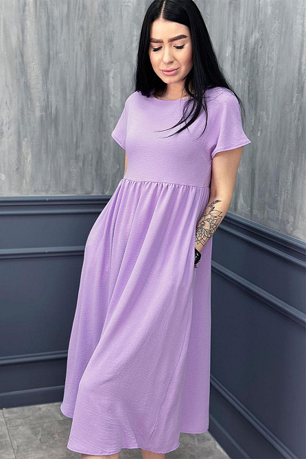 Літня сукня міді вільного крою "Ordinary" оптом | Норма Лавандовий, 46-48 Київ - фото 1