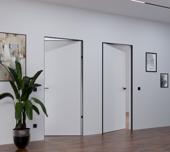 Межкомнатные двери скрытого монтажа Abwehr Smart Invisible Inside Кромка алюминий черный 720х2005 мм Киев
