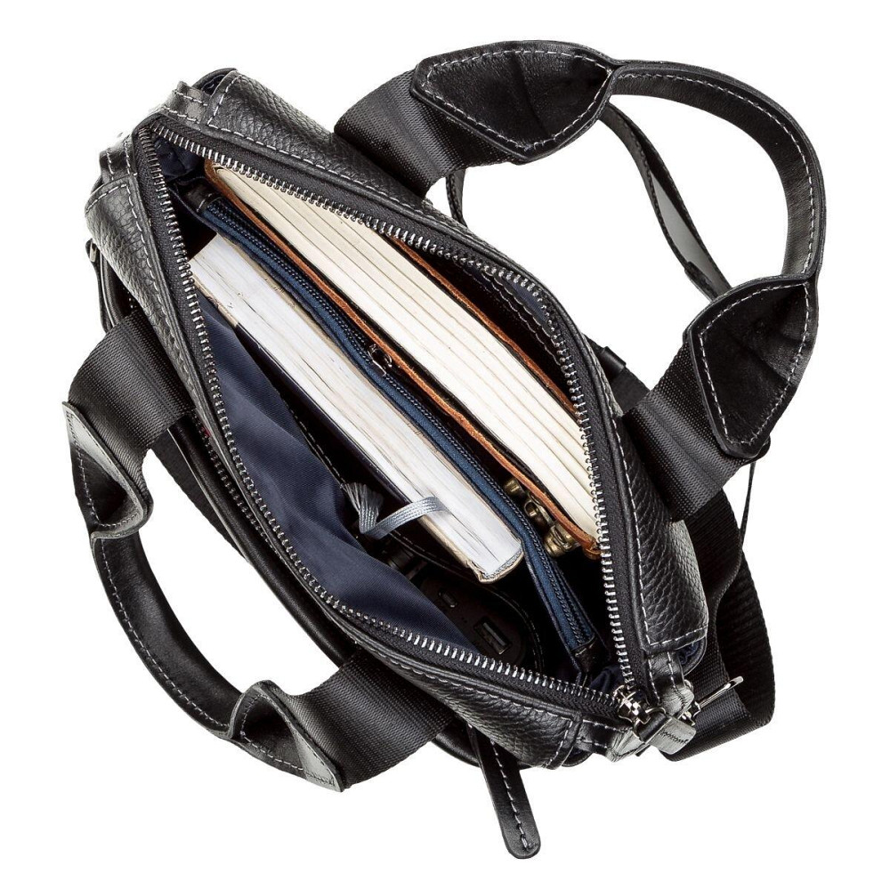 Сумка мужская SHVIGEL 11121 кожаная Черная Киев - изображение 6