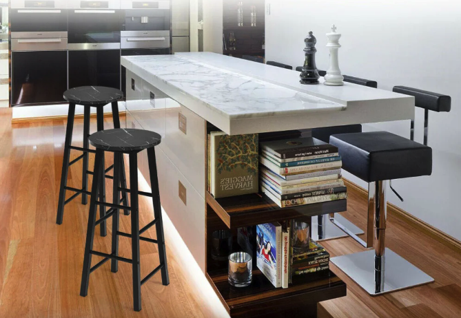 Комплект стільців Costway Eugad з підставкою для ніг чорний Київ - фото 4