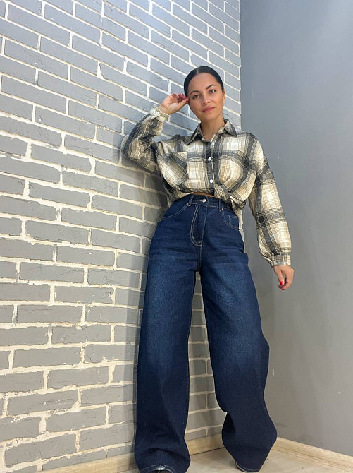 Джинси жіночі Its Basic 4107 baggy jeans палаццо широкі від стегна, темно-синій, 36, 36, 74 см, 107 см Київ - фото 5