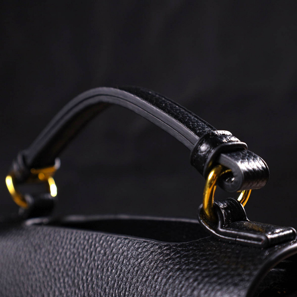 Жіноча стильна сумка з натуральної шкіри 22074 Vintage Чорна Київ - фото 10