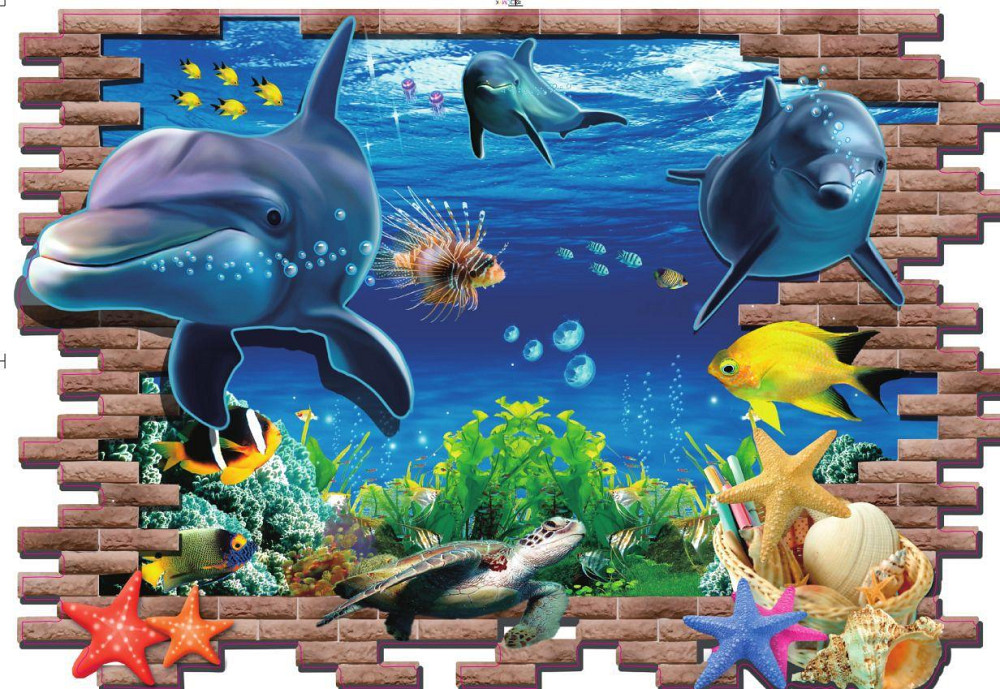 Наклейка на стену в детскую Подводный мир 50 на 70 см разноцветный Киев - изображение 1