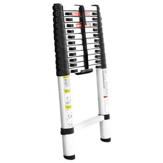 Драбина алюмінієва, телескопічна, 12 сход., 3,80 м, 150 кг INTERTOOL LT-3038 Київ