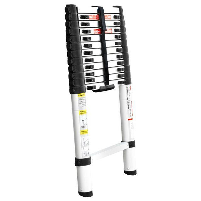 Драбина алюмінієва, телескопічна, 12 сход., 3,80 м, 150 кг INTERTOOL LT-3038 Київ - фото 1