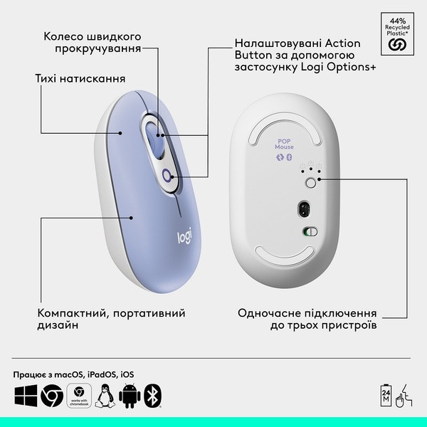 Миша Logitech POP with emoji Lilac(L910-007414) (7031694) Киев - изображение 4