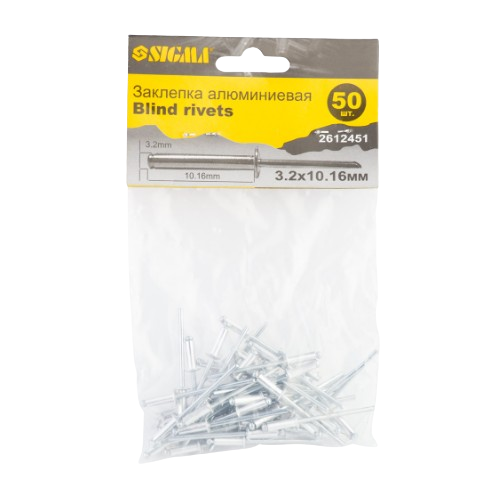 Заклепка алюмінієва 3,2*10,16мм 50шт Standart SIGMA Житомир - фото 2