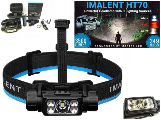 Налобний ліхтар Imalent HT50 HT70 MFH 3500 лм 349м з червоним світлом Вінниця