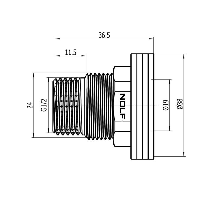Врізка в бак з контргайкою Nolf NFC.450-06 - 1/2" латунна (NF3239) Київ - фото 2