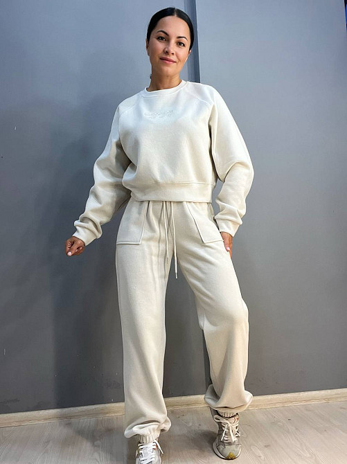 Костюм жіночий A-N 2740 світшот вишивка з джогерами на резинці рубчик чорний, чорний, XL Київ - фото 6