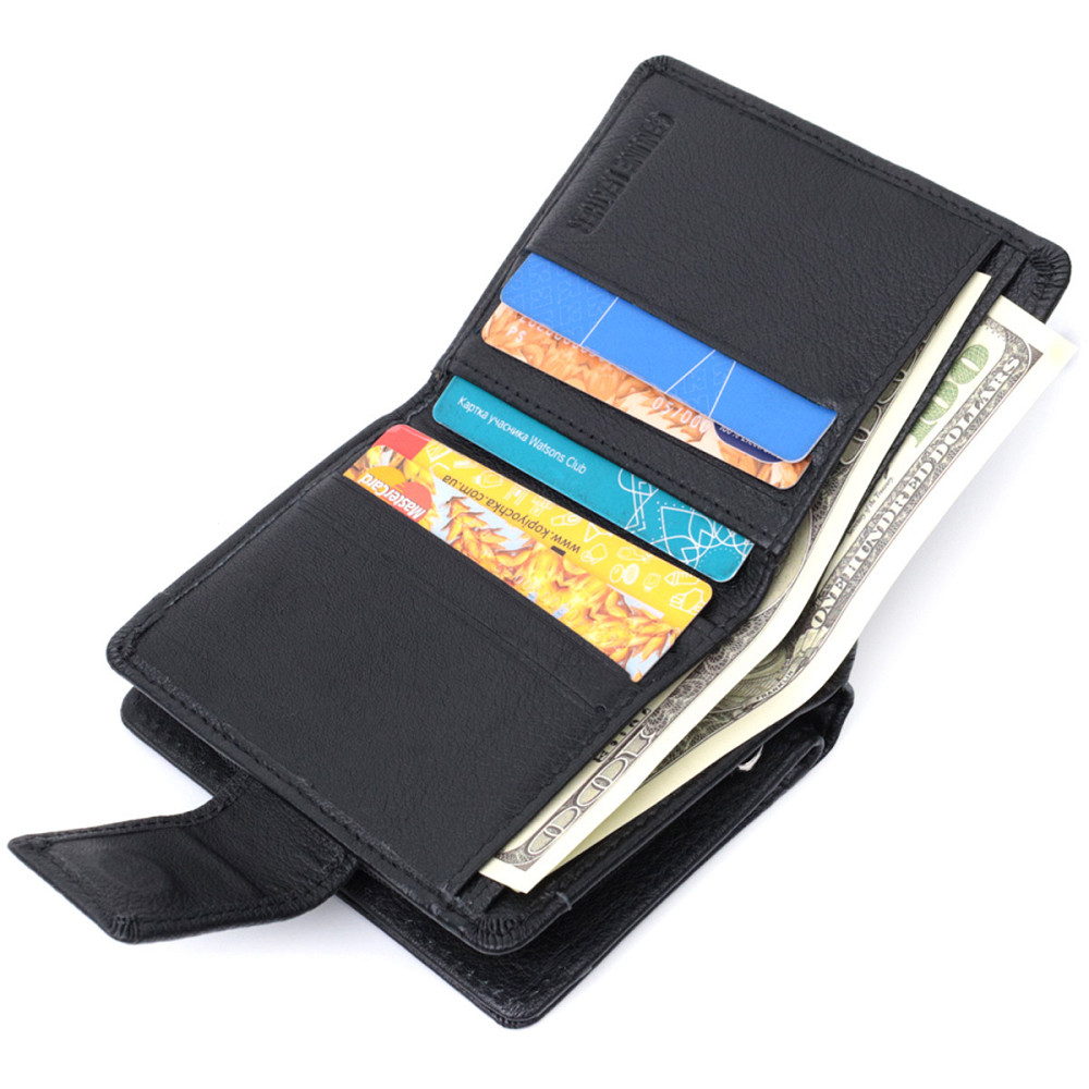 Женский кошелек с монетницей и блоком для пропусков из натуральной кожи Черный (ST Leather) Киев - изображение 1