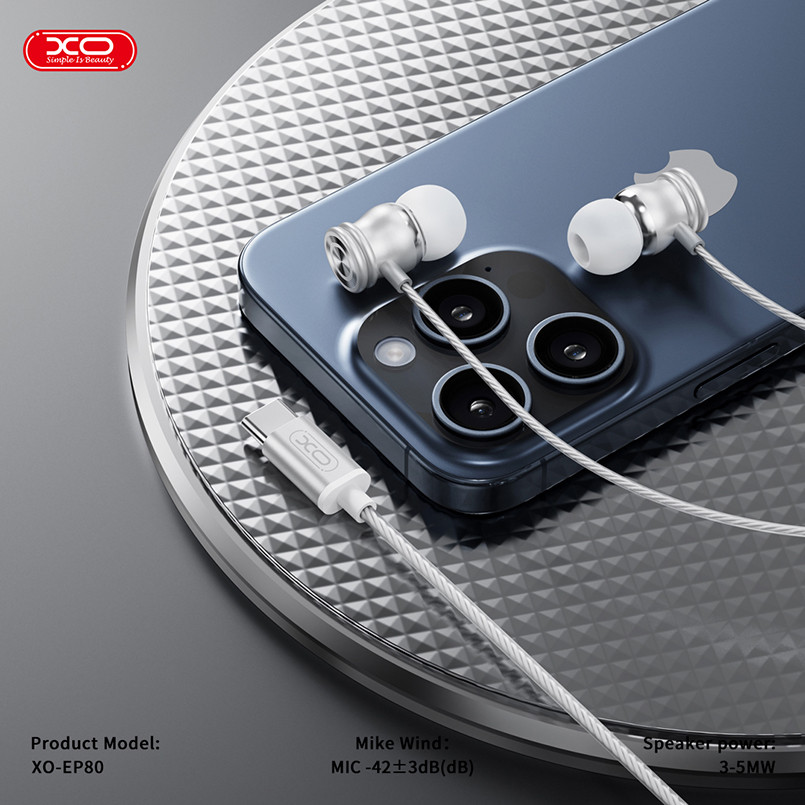 Навушники дротові XO EP80 In ear Type-C білі Львів - фото 6