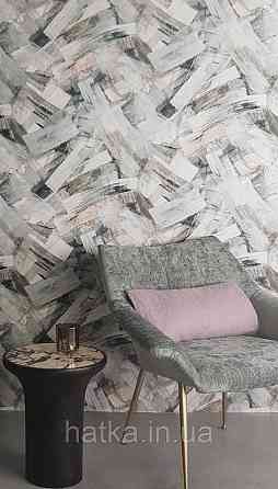 Шпалери вінілові на флізеліні Grandeco Time метрові абстракція структурні мазки сірі чорне срібло беж Київ