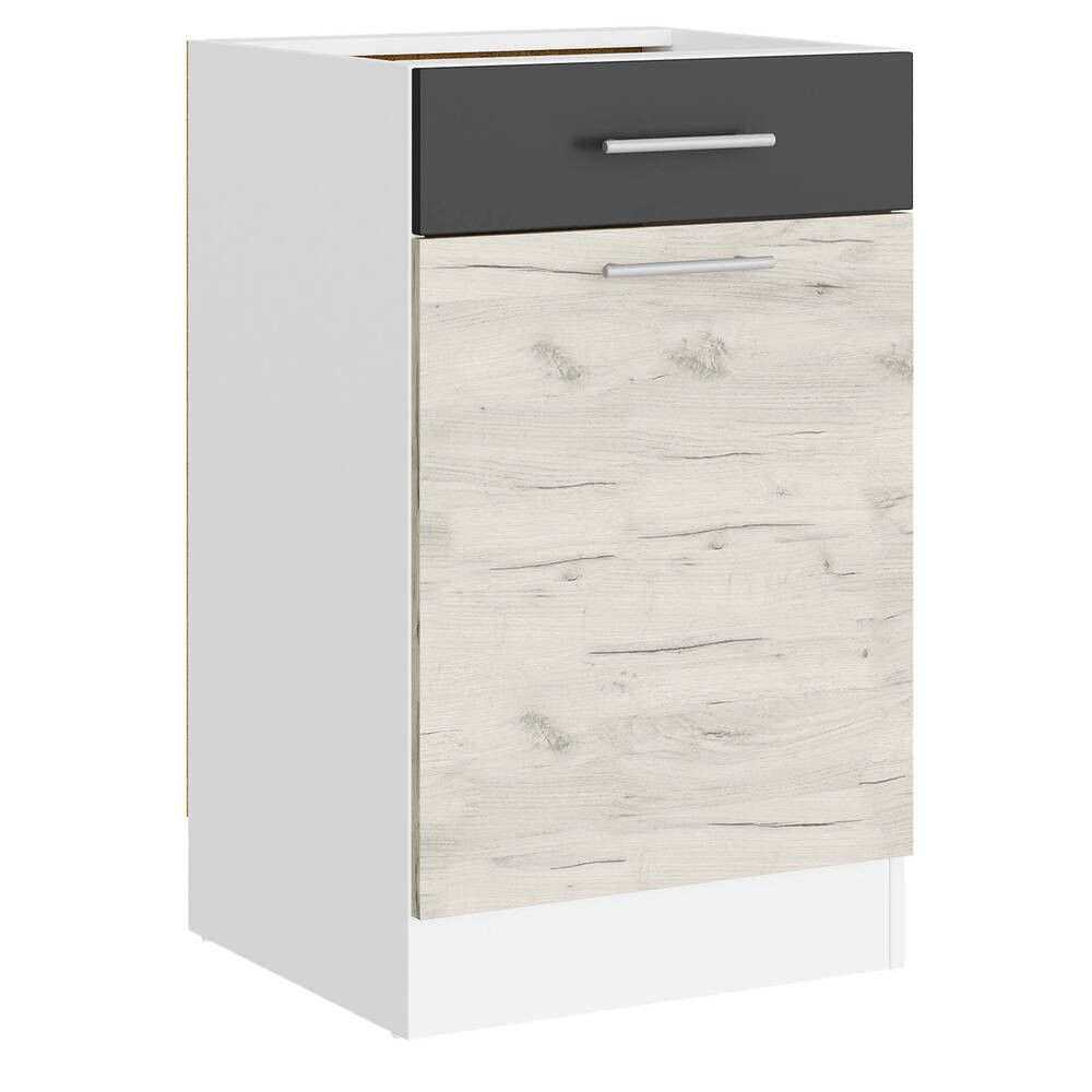 Кухонный модуль нижний с шухлядой Эверест Эко 500 дуб крафт белый/графит/белый (без столешницы) 50х46х82 см (DTM-071029) Львов - изображение 1