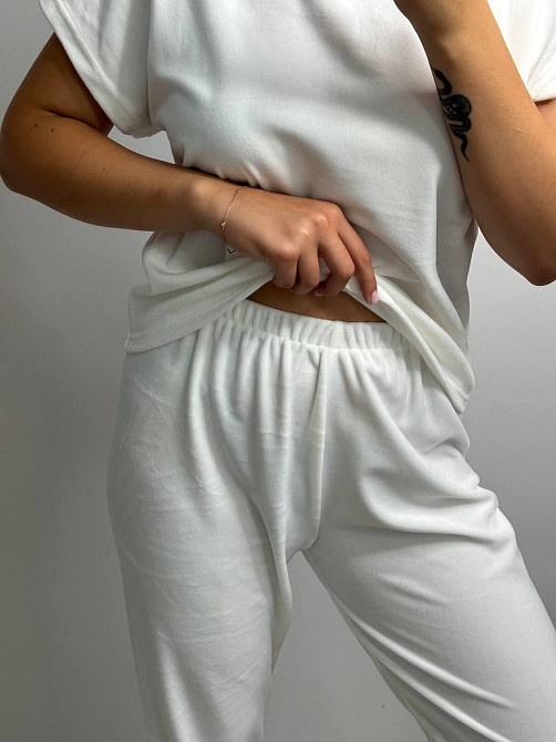 Пижама-комплект из плюшевого велюра Молочный L Харьков - изображение 5