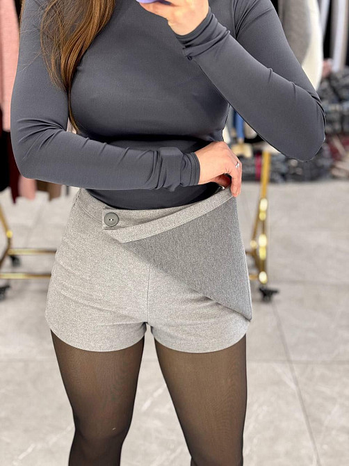 Женская стильная юбка-шорты турецкий кашемир-шерсть. Серый, 42 Одесса - изображение 3