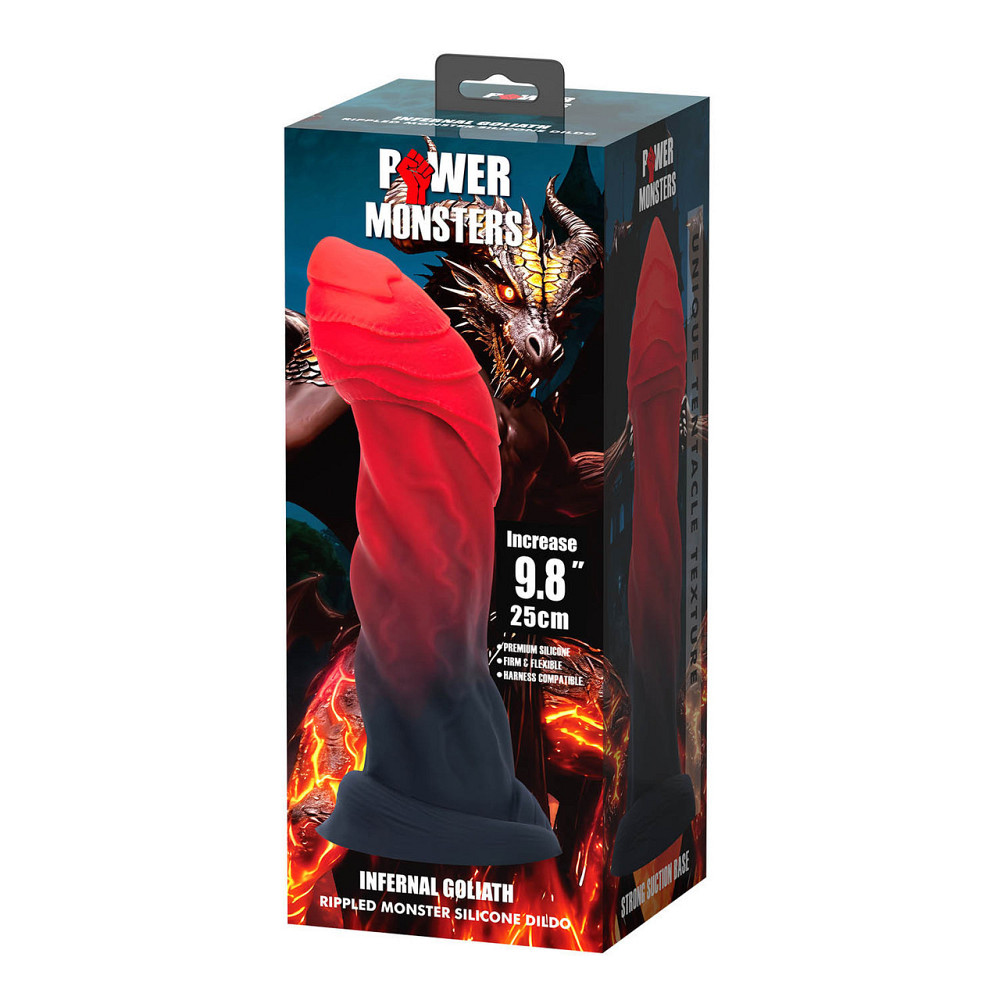 Фаллоимитатор силиконовый Power Monsters Infernal Goliath на присоске, красно-черный, 25 см Sex Aura Киев - изображение 7