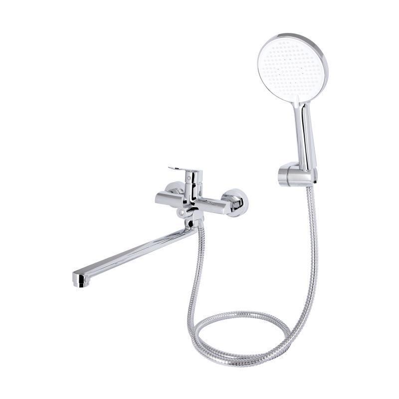 Смеситель для ванны с длинным поворотным изливом, c душевым гарнитуром Qtap Evia QTEVI260CRM47579 Chrome Харьков - изображение 3