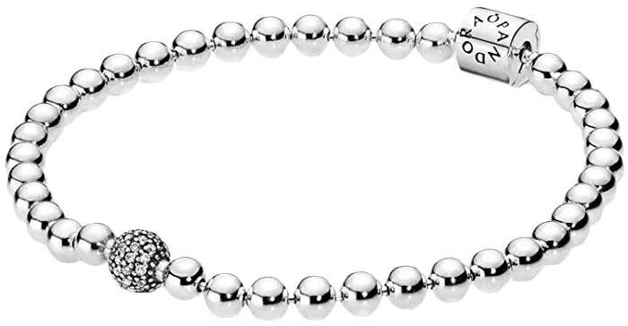 Серебряный браслет для шармов Пандораиз бусин 