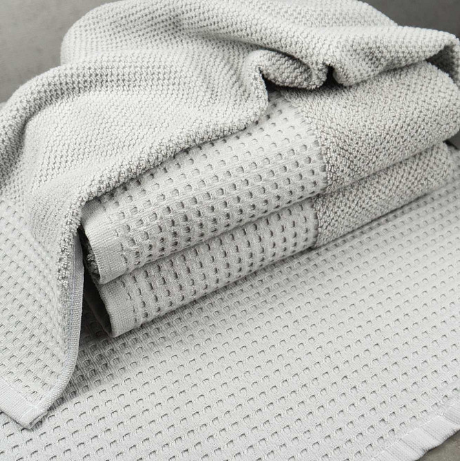 Рушник махровий Вафельний Бордюр GM Textile 40х70см 500г/м2 (Попелястий) Суми - фото 3