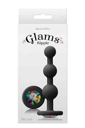 Анальная пробка с кристаллом GLAMS RIPPLE RAINBOW GEM BLACK Sex Aura Киев