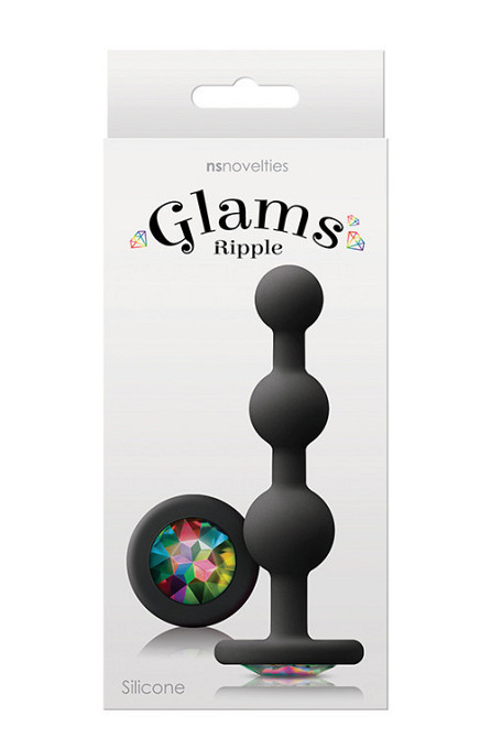 Анальная пробка с кристаллом GLAMS RIPPLE RAINBOW GEM BLACK Sex Aura Киев - изображение 2