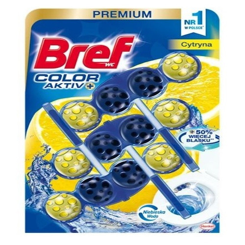 Туалетные блоки для унитаза Bref Color activ Лимонная свежесть (голубая вода) 3 шт. x 50 г Львов - изображение 1