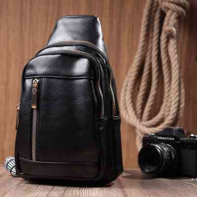 Сумка Vintage Слінг жіноча з екошкіри Чорна (22748) Вінниця