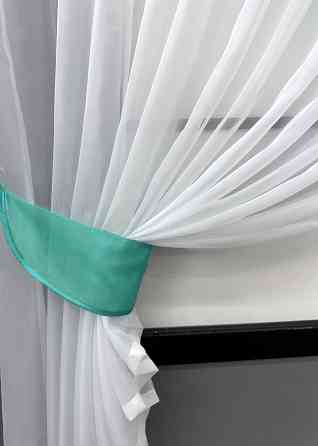 Кухонная занавеска VR-Textil № 069к бирюзовый с белым 280х170 см (52-1194) Киев