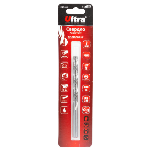 Свердло по металу d7мм P6M5 поліроване Ultra Житомир