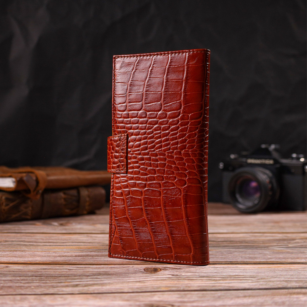 Ультрамодный кошелек для мужчин из натуральной кожи с тиснением под крокодила CANPELLINI 21918 Рыжий Киев - изображение 9