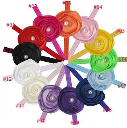 Дитяча червона пов'язка - окружність 36-50см, розмір квітки 8см Київ