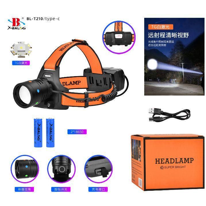 Ліхтарик BL 203-TG 2*18650 (9966) від Bailong 4 режиму яскравості, регульований налобний ремінь Одеса - фото 1