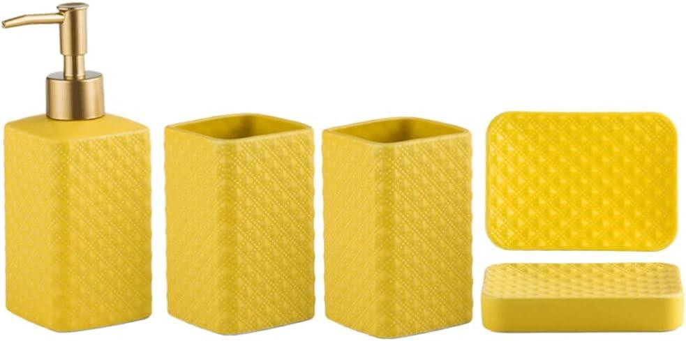Комплект керамических аксессуаров для ванны: дозатор, мыльница, стаканы желтого цвета Каменец-Подольский - изображение 2
