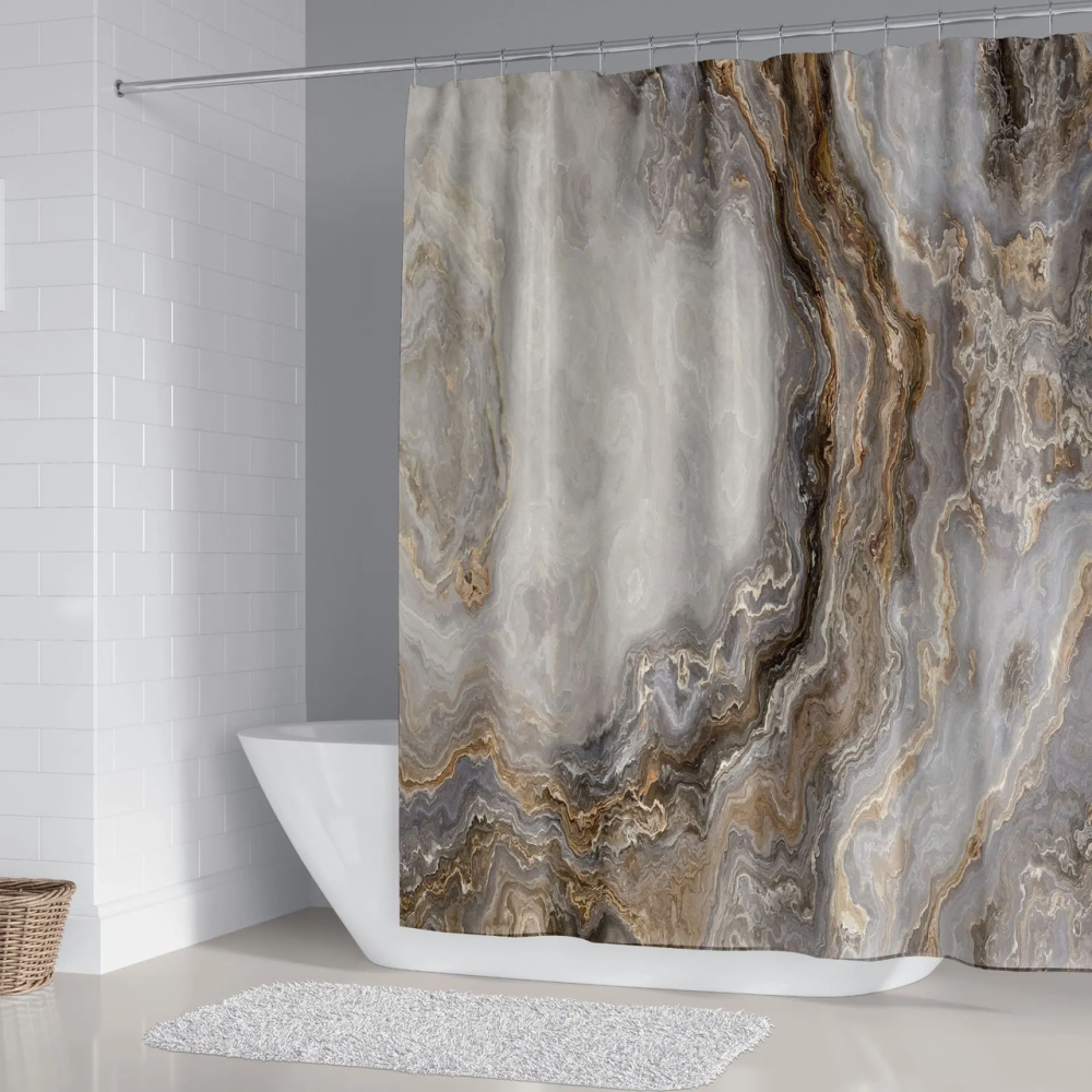 Набір килимків і шторки для ванної кімнати та душу, комплект шторки і килимки у ванну, коричневий колір Кам'янець-Подільський - фото 3