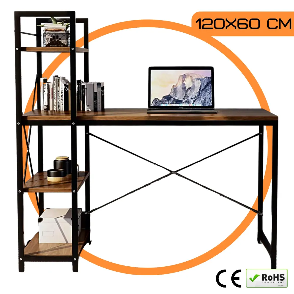 Письменный стол для компьютера и обучения / Рабочий стол с 4-ярусными полками 120 x 60 см Коломия - фото 3